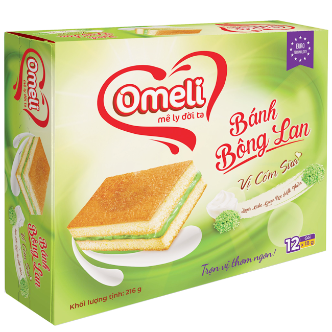 Bánh Bông Lan Vị Cốm Sữa Omeli