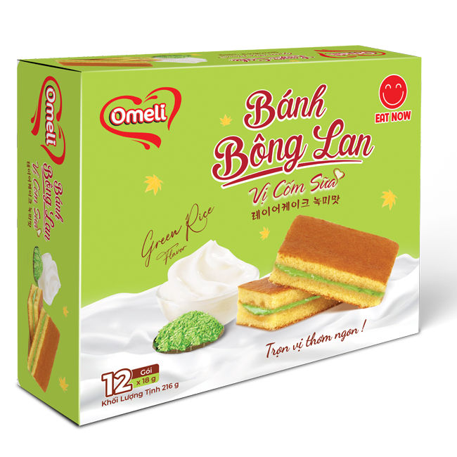 Bánh Bông Lan Vị Cốm Sữa Omeli